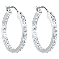 Sommerset hoop earrings, White, Rhodium plated by SWAROVSKI