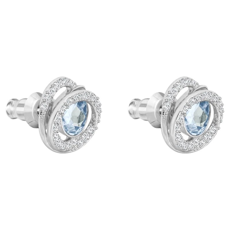 Generation stud earrings, Pear shape, Blue, Rhodium plated by SWAROVSKI