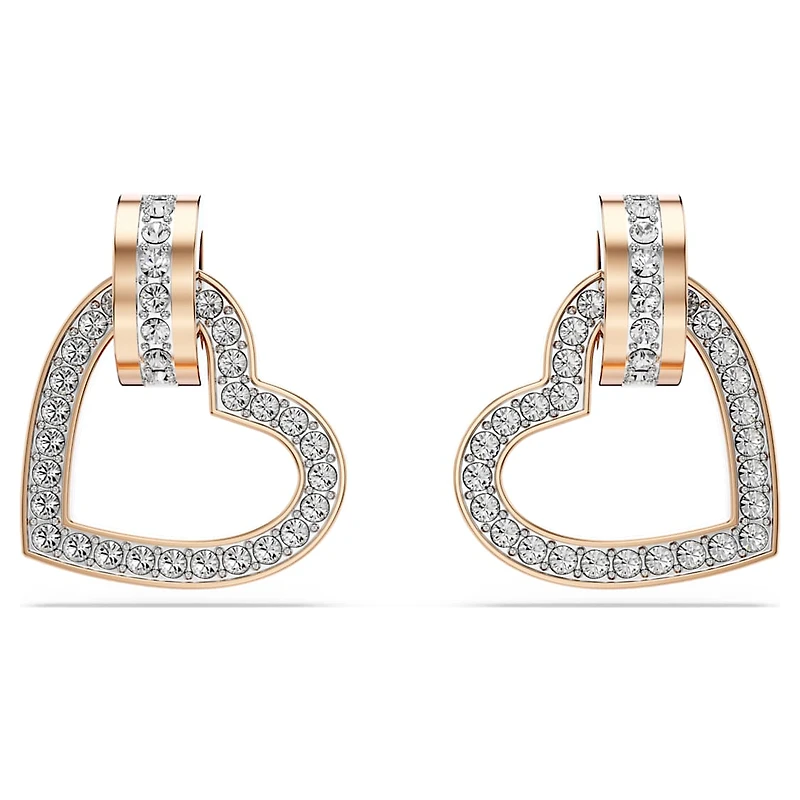 Lovely stud earrings, Heart, White, Rose gold-tone plated by SWAROVSKI