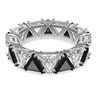 Ortyx cocktail ring, Triangle cut, Black, Rhodium plated by SWAROVSKI