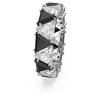 Ortyx cocktail ring, Triangle cut, Black, Rhodium plated by SWAROVSKI