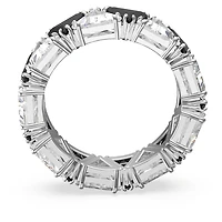 Ortyx cocktail ring, Triangle cut, Black, Rhodium plated by SWAROVSKI