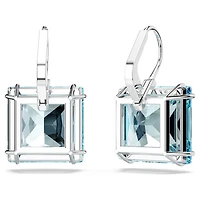Millenia drop earrings, Square cut, Blue, Rhodium plated by SWAROVSKI