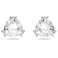 Millenia stud earrings, Trilliant cut, White, Rhodium plated by SWAROVSKI