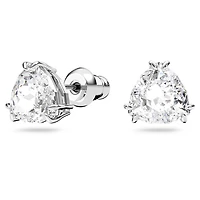 Millenia stud earrings, Trilliant cut, White, Rhodium plated by SWAROVSKI