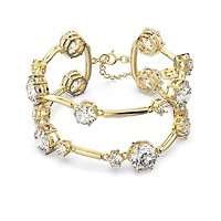 Constella double bangle, Round cut, White, Gold-tone plated by SWAROVSKI