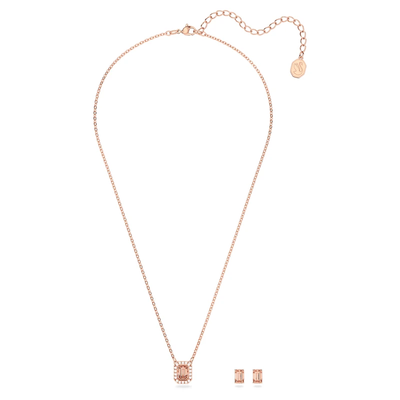 Millenia set, Octagon cut, Pink, Rose gold-tone plated by SWAROVSKI