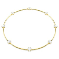 Constella choker, Round cut, White, Shiny gold-tone plated by SWAROVSKI