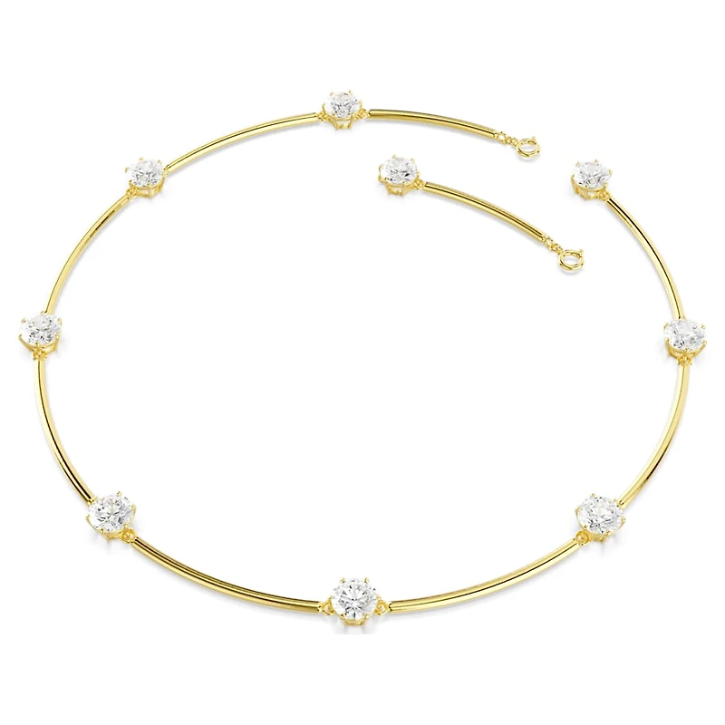 Constella choker, Round cut, White, Shiny gold-tone plated by SWAROVSKI