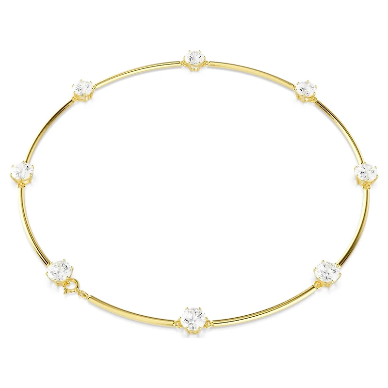 Constella choker, Round cut, White, Shiny gold-tone plated by SWAROVSKI