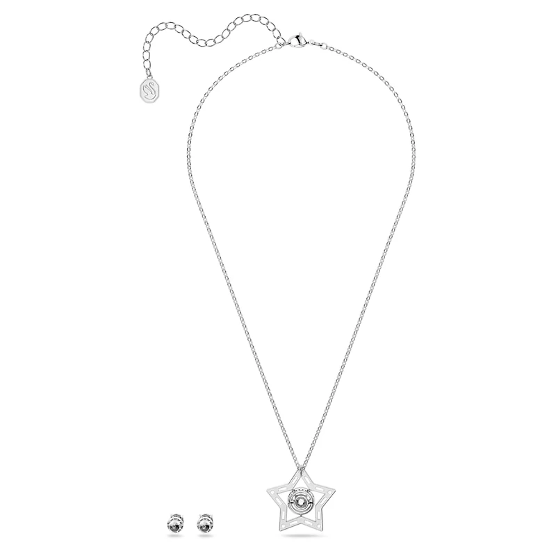 Stella set, Mixed cuts, Star, White, Rhodium plated by SWAROVSKI