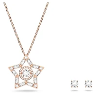 Stella set, Mixed cuts, Star, White, Rose gold-tone plated by SWAROVSKI