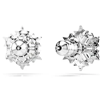 Magic stud earrings, Snowflake, White, Rhodium plated by SWAROVSKI