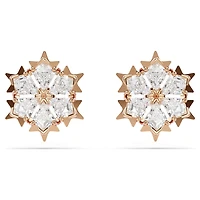 Magic stud earrings, Snowflake, White, Rose gold-tone plated by SWAROVSKI