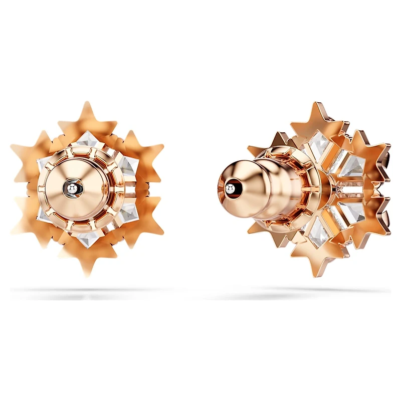Magic stud earrings, Snowflake, White, Rose gold-tone plated by SWAROVSKI