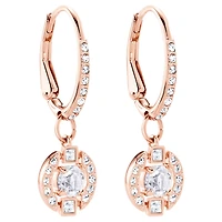 Una drop earrings, Round cut, Pavé, White, Rose gold-tone plated by SWAROVSKI