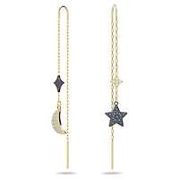 Symbolica drop earrings, Moon and star, Blue, Mixed metal finish by SWAROVSKI