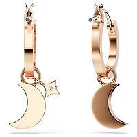 Symbolica drop earrings, Moon and star, Black, Rose gold-tone plated by SWAROVSKI