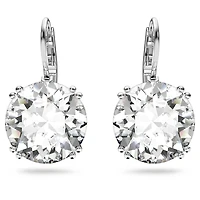 Millenia drop earrings, Round cut, White, Rhodium plated by SWAROVSKI
