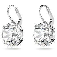 Millenia drop earrings, Round cut, White, Rhodium plated by SWAROVSKI