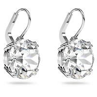 Millenia drop earrings, Round cut, White, Rhodium plated by SWAROVSKI