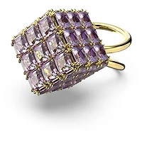 Curiosa cocktail ring, Square cut, Purple, Gold-tone plated by SWAROVSKI