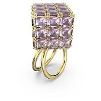 Curiosa cocktail ring, Square cut, Purple, Gold-tone plated by SWAROVSKI