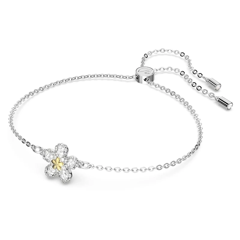 Tough bracelet, Flower, White, Mixed metal finish by SWAROVSKI