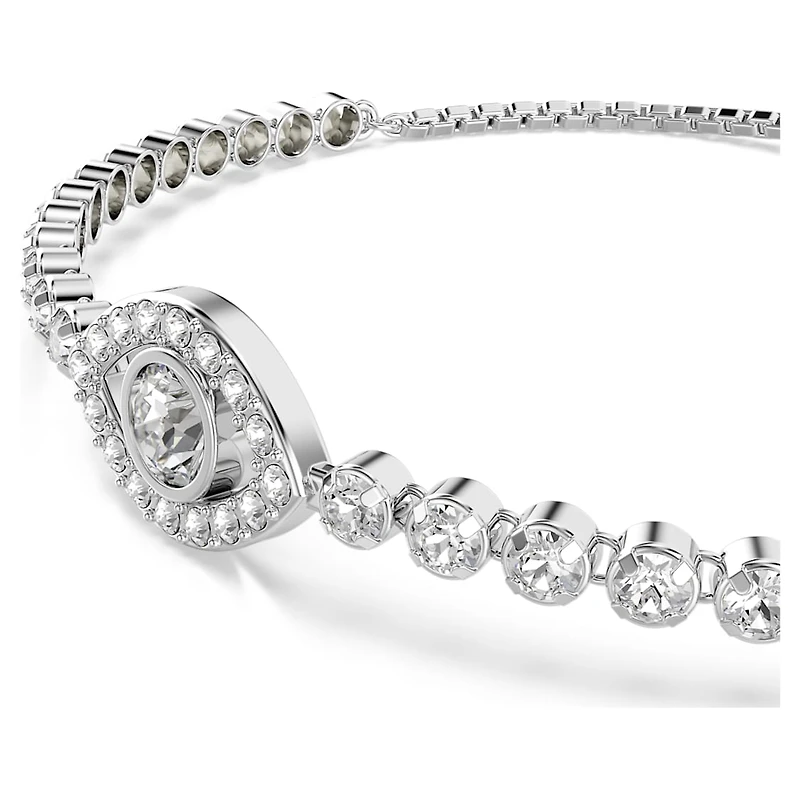 Matrix bracelet, Evil eye, White, Rhodium plated by SWAROVSKI