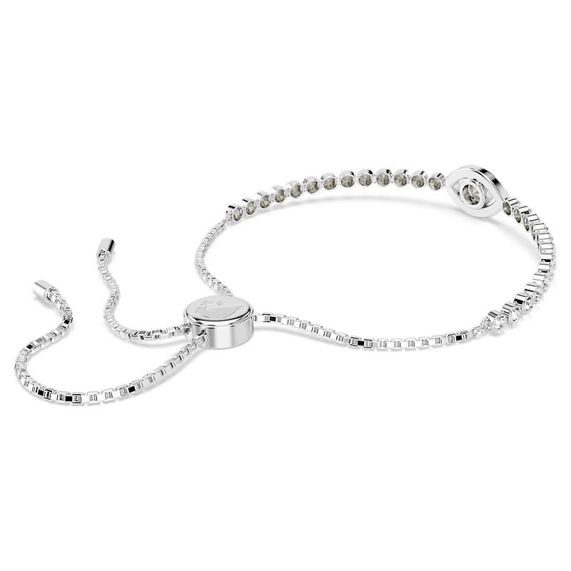 Matrix bracelet, Evil eye, White, Rhodium plated by SWAROVSKI