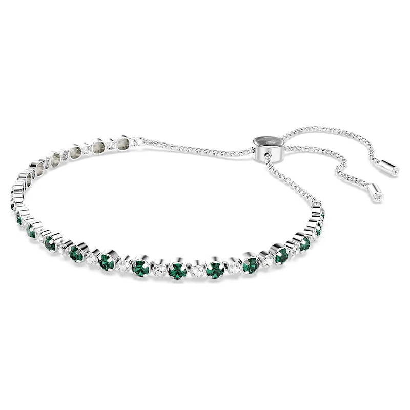 Matrix bracelet, Round cut, Green, Rhodium plated by SWAROVSKI