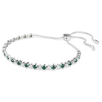 Matrix bracelet, Round cut, Green, Rhodium plated by SWAROVSKI