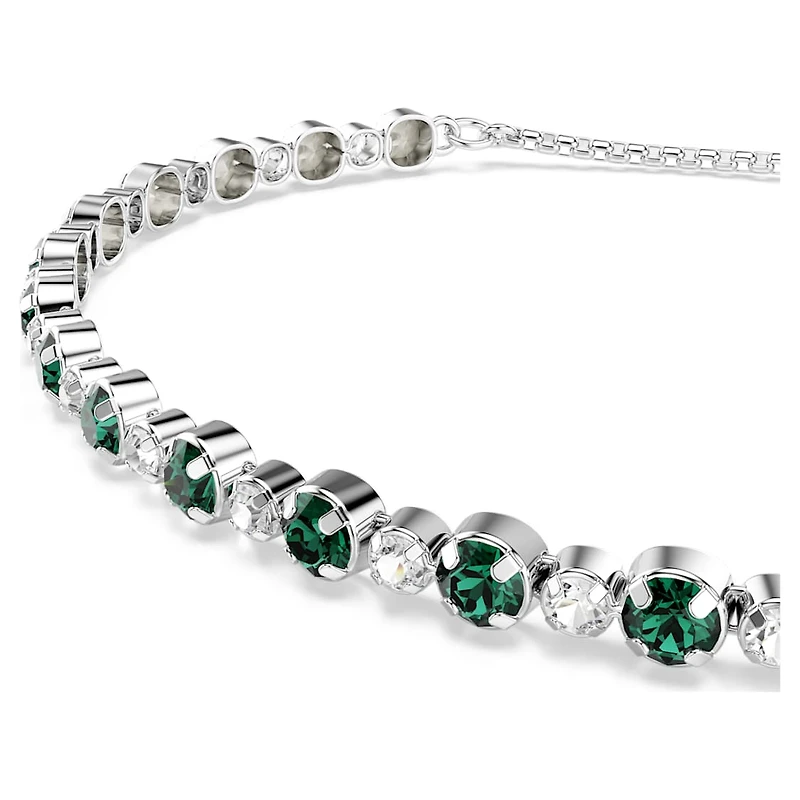 Matrix bracelet, Round cut, Green, Rhodium plated by SWAROVSKI