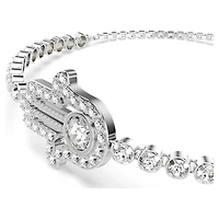 Matrix bracelet, Hand, White, Rhodium plated by SWAROVSKI