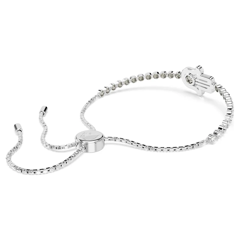 Matrix bracelet, Hand, White, Rhodium plated by SWAROVSKI
