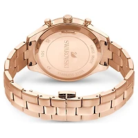 Octea lux sport watch, Swiss Made, Metal bracelet, Red, Rose gold-tone finish by SWAROVSKI