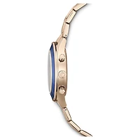 Octea lux sport watch, Swiss Made, Metal bracelet, Blue, Champagne gold-tone finish by SWAROVSKI