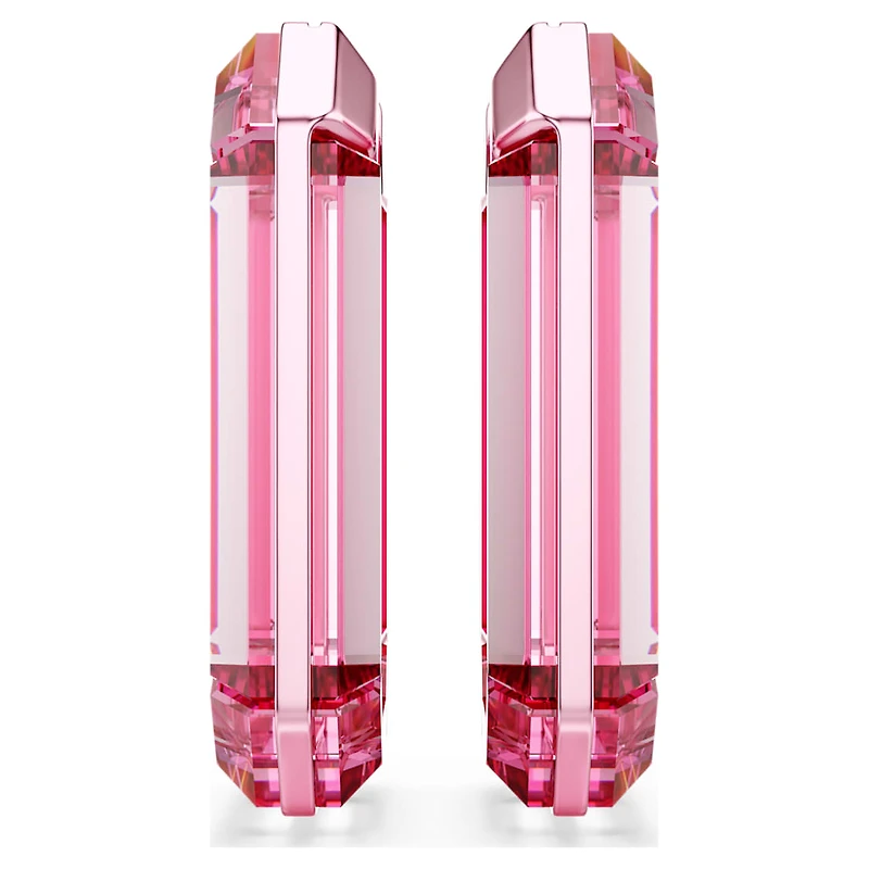 Lucent hoop earrings, Statement, Octagon shape, Pink by SWAROVSKI