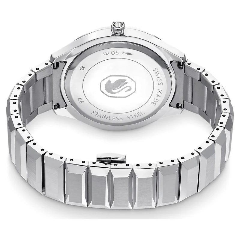 Dextera 3-hand watch, 37mm, Swiss Made, Metal bracelet, Silver Tone, Stainless steel by SWAROVSKI