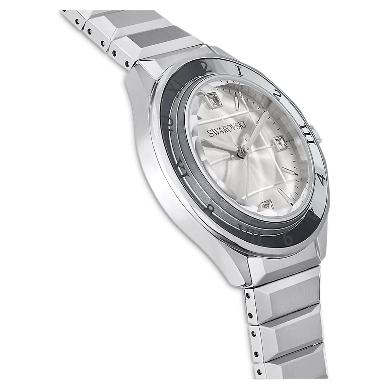 Dextera 3-hand watch, 37mm, Swiss Made, Metal bracelet, Silver Tone, Stainless steel by SWAROVSKI