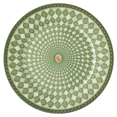 Signum bread plate, Porcelain, Green by SWAROVSKI
