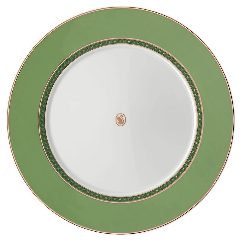 Signum dinner plate, Porcelain, Green by SWAROVSKI