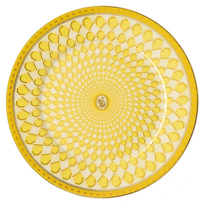 Signum bread plate, Porcelain, Yellow by SWAROVSKI