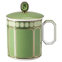 Signum mug with lid, Porcelain, Green by SWAROVSKI