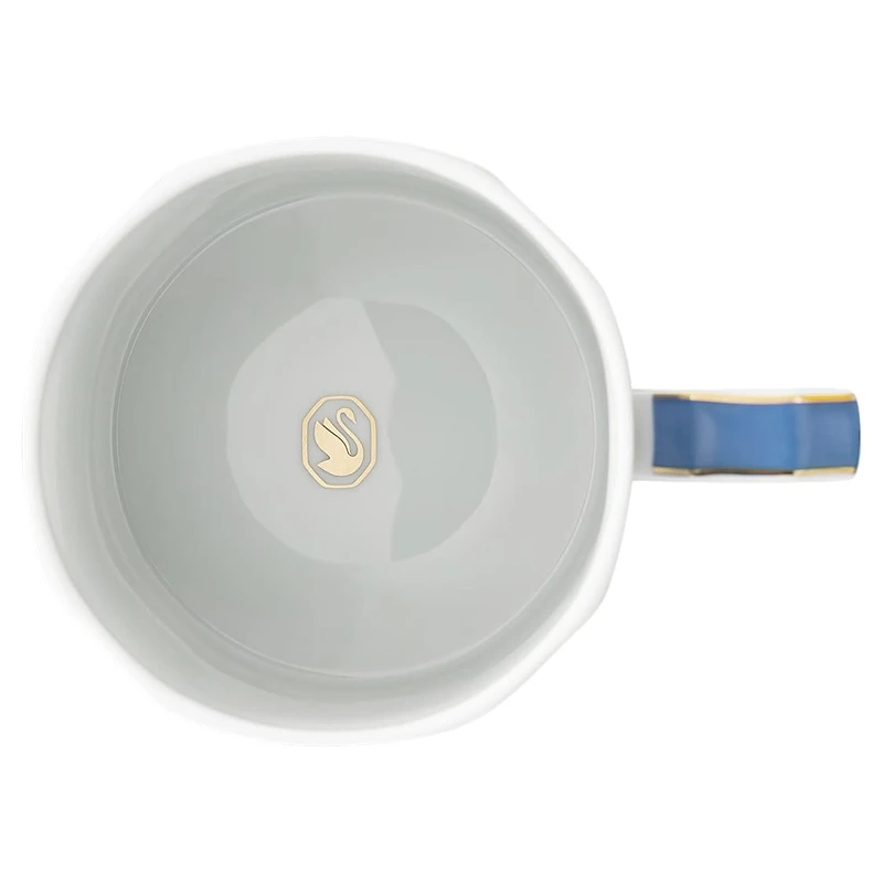 Signum mug with lid, Porcelain, Blue by SWAROVSKI