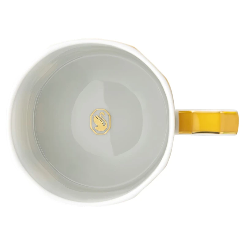 Signum mug with lid, Porcelain, Yellow by SWAROVSKI