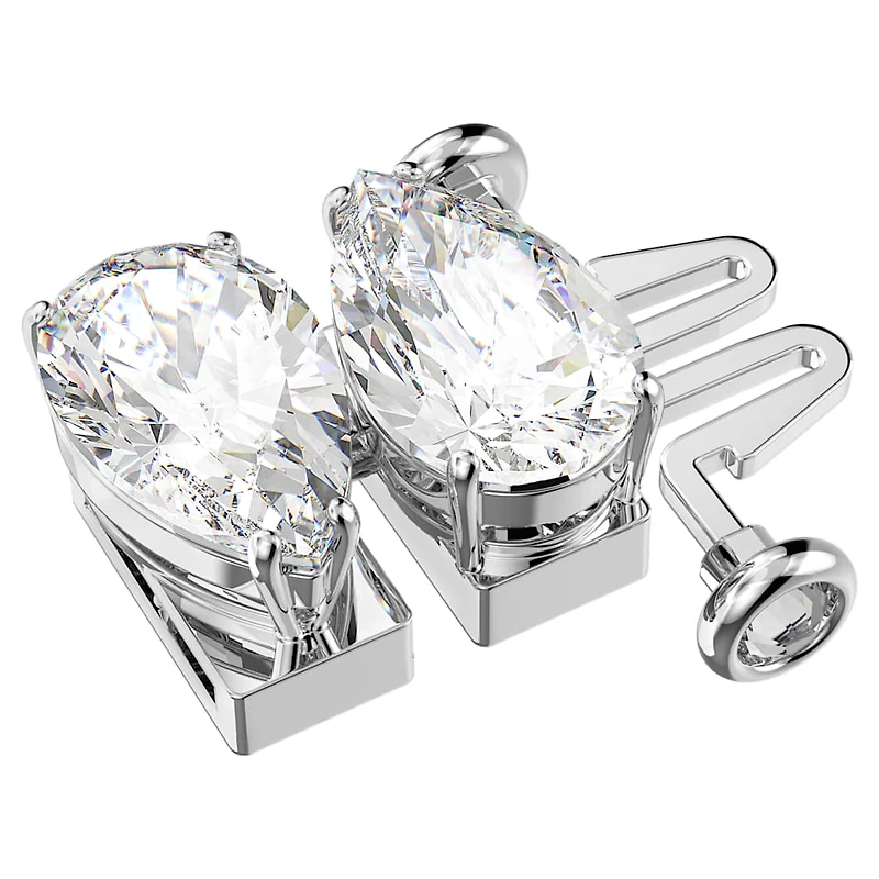Matrix extender, Pear cut, White, Rhodium plated by SWAROVSKI