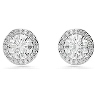 Una Angelic stud earrings, Round cut, Pavé, White, Rhodium plated by SWAROVSKI
