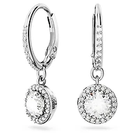Una Angelic drop earrings, Round cut, Pavé, White