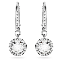 Una Angelic drop earrings, Round cut, Pavé, White